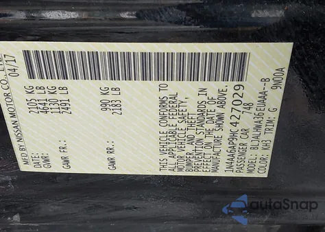 2017 Nissan Maxima 3.5 Platinum z USA, uszkodzony, nr VIN 1N4AA6AP9HC427029